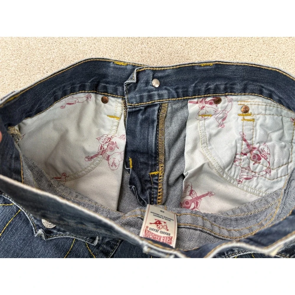 True Religion Ricky Men's Size 30x31 Straight Leg Jeans Blue Flap Pockets 703369